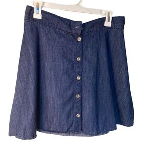 Button-up Detail Jean Skirt Adjustable Waistband